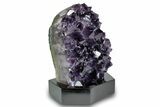 Deep Purple Amethyst Geode With Wood Base - Uruguay #275645-2